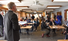 Lake City Mayor Mark Nichols listens to a question during a city presentation to members of the Minnesota House of Representatives Capital Investment Committee. The city is interested in pursuing state funding for some projects.
